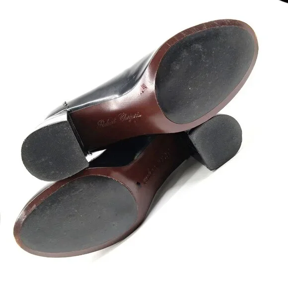 Robert Clergerie Paris Black Leather Sock Boot Heels Tassel Scallop Y2K SZ 7 - Picture 9 of 16